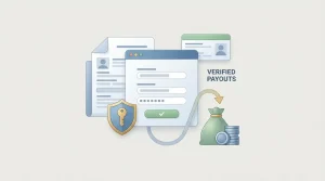Neutral identity verification illustration with secure account symbols and no real personal documents